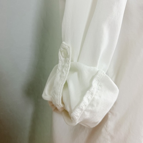 Cloth & Stone White Tencel Button Front Shirt Relaxed Pocket Top L - Picture 5 of 11
